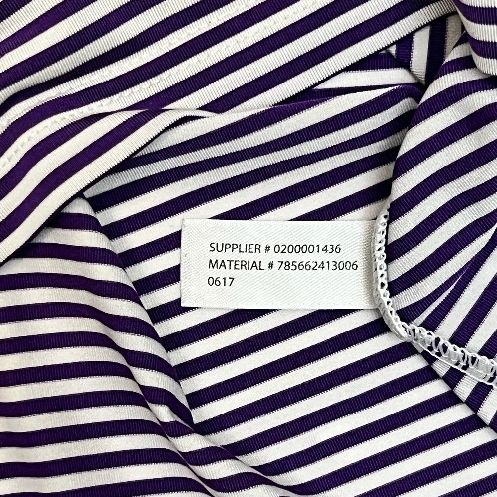 RLX Ralph Lauren Mens XL Purple/White Striped Wicking Lightweight Golf Polo
